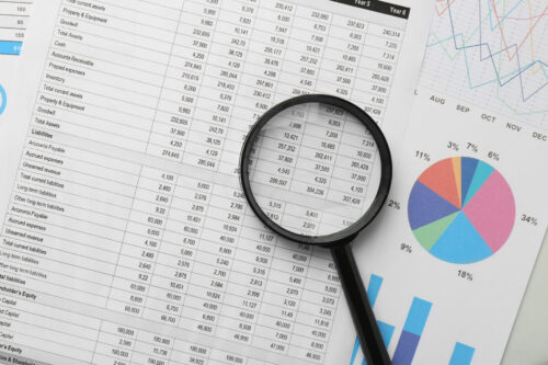 magnifying glass on ifrs accounting example documents